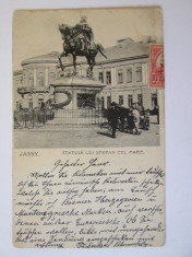 Rara! Carte postala Iasi-Statuia lui Stefan cel Mare,circulata circa 1900 foto