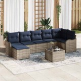Cumpara ieftin Set de canapele pentru gradina cu perna 8 pcs Gri Rattan poli