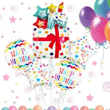 Set baloane Happy Birthday, aranjament petrecere, 5 piese folie aluminiu, Idei