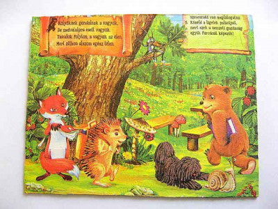 Tablou lemn cu animale in padure, tablou camera copii, limba maghiara 16317 foto