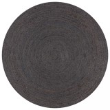 VidaXL Covor manual, gri &icirc;nchis, 90 cm, iută, rotund