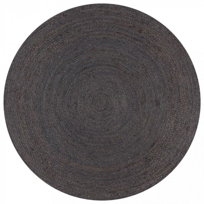 vidaXL Covor manual, gri &icirc;nchis, 90 cm, iută, rotund 133665