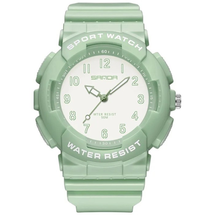 Ceas Copii Sanda 6094 Verde , Design Sport, Analog, Rezistent la socuri, Rezistent la Apa 5ATM