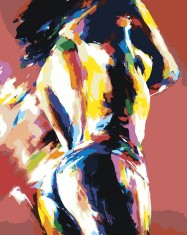 Set pictura pe numere Femeie erotic 3024, panza bumbac pe rama lemn, 90x120 cm, tablou cu schita, 3 pensule si vopsea acrilica foto