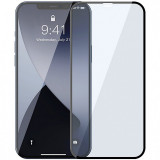 Folie Protectie Ecran Baseus pentru Apple iPhone 12 Pro Max, Sticla securizata, Full Face, Full Glue, Anti-Bluelight, Set 2buc, 0.3mm, Neagra SGAPIPH6