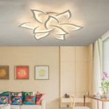 Lustra LED Lotus 91W cu Telecomanda, 9 Petale, Dimabila, Alba, Lumina Rece/Calda/Neutra