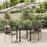VidaXL Set mobilier de grădină cu perne, 3 piese, negru/gri, poliratan