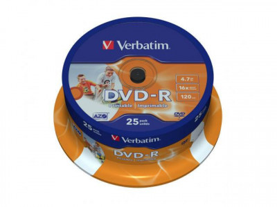 Verbatim DVD-R 16X 4,7GB SPINDLE 25 WIDE PRINTAB foto