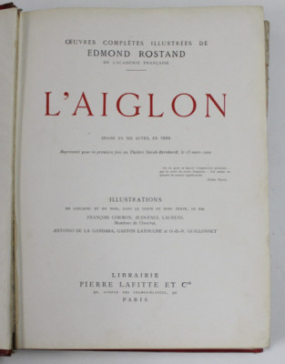 L &amp;#039;AIGLON - DRAME EN SIX ACTES , EN VERS par EDMOND ROSTAND , illustrations en couleurs par FRANCOIS CORMON et JEAN - PAUL LAURENS , 1910 foto