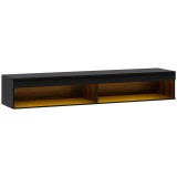 HOMCOM Suport TV Plutitor cu Lumini LED pentru Televizoare de P&acirc;nă la 190 cm, Consolă Media cu Raft de Depozitare, 180x40x30 cm, Negru | Aosom Romania