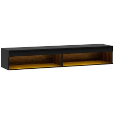 HOMCOM Suport TV Plutitor cu Lumini LED pentru Televizoare de P&acirc;nă la 190 cm, Consolă Media cu Raft de Depozitare, 180x40x30 cm, Negru | Aosom Romania