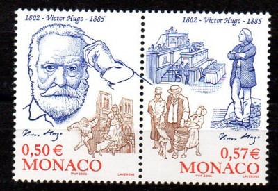 MONACO 2002, Aniversari - Victor Hugo, serie neuzata, MNH foto