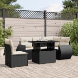 vidaXL Set mobilier de grădină cu perne, 6 piese, negru, poliratan 3268536