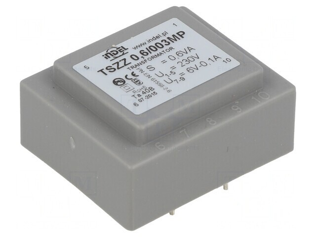 Transformator &Icirc;ncapsulat 0,6VA 230V 6V 100mA PCB