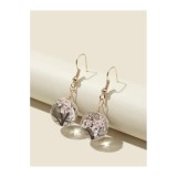 Cercei design floral si bila de sticla