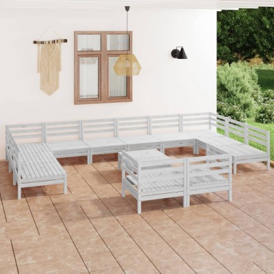 vidaXL Set mobilier de grădină, 13 piese, alb, lemn masiv de pin 3083500 foto