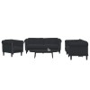 VidaXL Set de canapele, 3 piese, negru, catifea 3209214