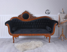 Sofa din lemn mahon cu tapiterie neagra MAR053 foto