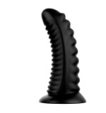 Dop Anal BUTTR Huge Double Ribbed, PVC, Negru, 26 cm