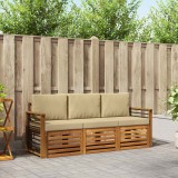 vidaXL Seturi de canapele 3 pcs Natural și Bej Lemn Solid de Acacia 3374303