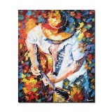 Tablou pictat manual, Chitarist, stilizat, 60x50cm pictura ulei in cutit efect 3D, gata de expus pe perete