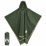 VidaXL Poncho de ploaie cu glugă, design 2 &icirc;n 1, verde, 223x145 cm