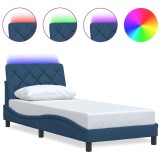 Cumpara ieftin Cadru de pat cu LED fara saltea tesatura albastra 80x200 cm