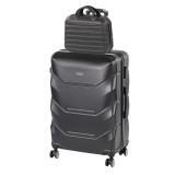 TraveLux Max IV gurul&oacute;s bőr&ouml;nd szett fekete