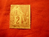 Timbru Franta- Emisiune gen. Colonii 1881 ,val.2C stamp., Stampilat