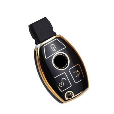 Husa negru pentru cheie 3 butoane Mercedes CLA GLC GLA GLK W203 W210 W211 W204 W176 A B C R Class foto