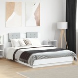 Cumpara ieftin Cadru de pat cu tăblie și lumini LED, alb, 140x200 cm