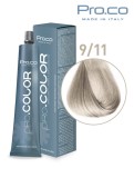 Vopsea de par profesionala PRO.COLOR 100 ml - Pro.Co - 9/11 BLOND FOARTE DESCHIS CENUSIU INTENS