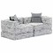 vidaXL Canapea puf modulara cu 2 locuri, gri deschis, material textil