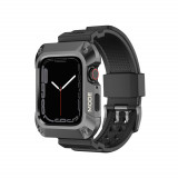 Cumpara ieftin Husa si Curea Compatibile cu Apple Watch 7 / 8 / 9 (45mm) Lito Metal RuggedArmor (LS002) Grey