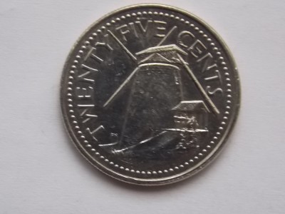 25 CENTS 1990 BARBADOS-nonmagnetic foto
