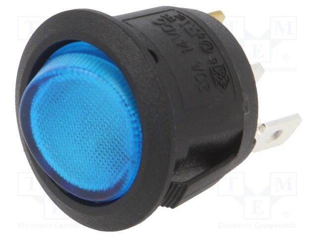 Rocker Switch SPST 2 ON-OFF 20A/14VDC cu LED Albastru RA UL94V-2 - SWITCH COMPONENTS