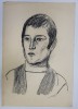 PORTRET DE TANAR - DESEN de CANTEMIR RISCUTIA , DATAT 1959