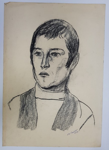 PORTRET DE TANAR - DESEN de CANTEMIR RISCUTIA , DATAT 1959