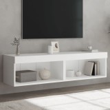 Comode TV cu lumini LED, 2 buc., alb, 60x30x30 cm