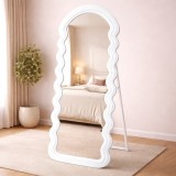 SONGMICS Oglinda de podea ondulata 160x50 cm, rama MDF cu suport, alb Household NewTrend