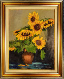 Tablou cu floarea soarelui, Flori, Ulei, Realism