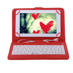 Husa Tableta Cu Tastatura MRG, Model X, 8 Inch, Micro USB, Rosu C10 foto