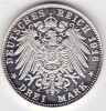 Germania Bavaria 3 Mark 1918 Ludwig III și Marie Therese, rebatere modernă din 2001, Europa, Argint