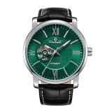 Ceas Barbati Forsining 8296 Argintiu-Verde Mecanic , Design Luxury, Functii Multiple, Rezistent la Apa 3ATM