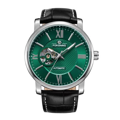 Ceas Barbati Forsining 8296 Argintiu-Verde Mecanic , Design Luxury, Functii Multiple, Rezistent la Apa 3ATM foto