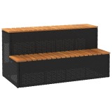 vidaXL Trepte pentru cada hidromasaj negru polirattan și salc&acirc;m solid 4103944
