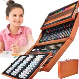 Set de pictura si desen 177 piese &icirc;n valiza din lemn Maaleo