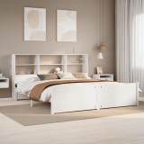 vidaXL Pat cu bibliotecă fără saltea, 180x200 cm, lemn masiv de pin 3322478