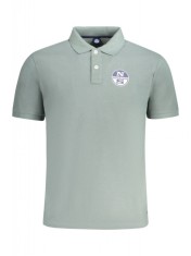 Tricou polo barbati, cu imprimeu cu logo, Regular fit, Verde, S foto
