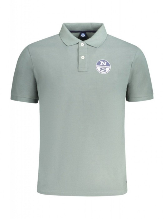 Tricou polo barbati, cu imprimeu cu logo, Regular fit, Verde, S